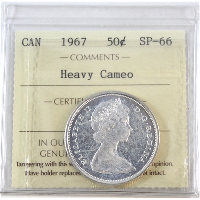 1967 Canada 50-cents ICCS Certified SP-66 Heavy Cameo