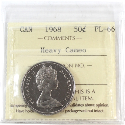 1968 Canada 50-cents ICCS Certified PL-66 Heavy Cameo