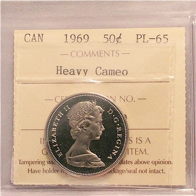 1969 Canada 50-cents ICCS Certified PL-65 Heavy Cameo