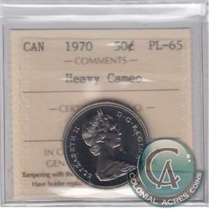 1970 Canada 50-cents ICCS Certified PL-65 Heavy Cameo