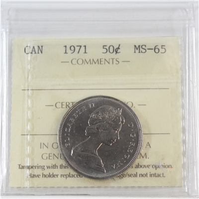 1971 Canada 50-cents ICCS Certified MS-65