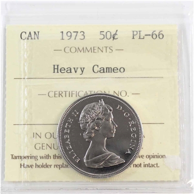 1973 Canada 50-cents ICCS Certified PL-66 Heavy Cameo