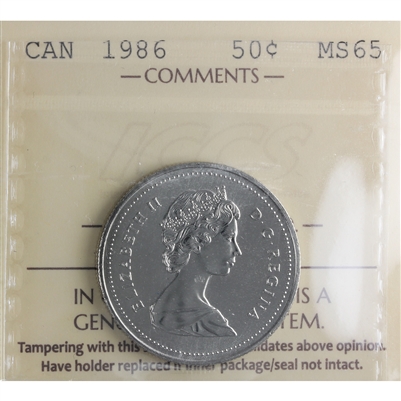 1986 Canada 50-cents ICCS Certified MS-65