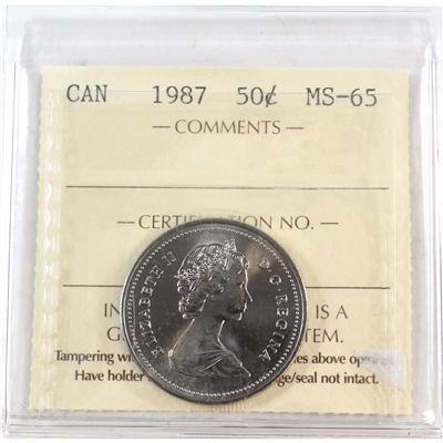 1987 Canada 50-cents ICCS Certified MS-65