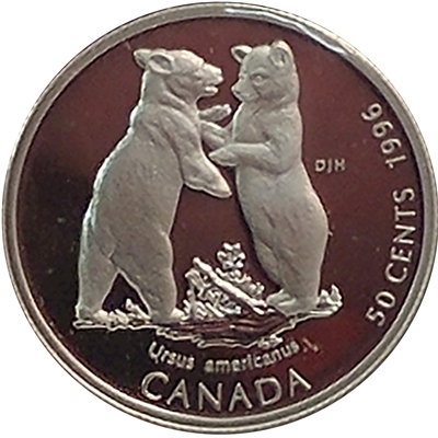 1996 Canada Black Bear Cubs 50-cents Silver Proof_
