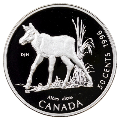 1996 Moose Calf Canada 50-cents Silver Proof_