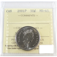 2001P Canada 50-cents ICCS Certified MS-65