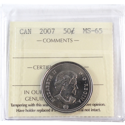 2007 Canada 50-cents ICCS Certified MS-65