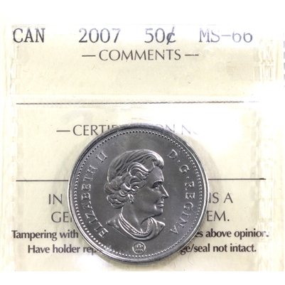 2007 Canada 50-cents ICCS Certified MS-66