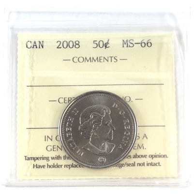 2008 Canada 50-cents ICCS Certified MS-66