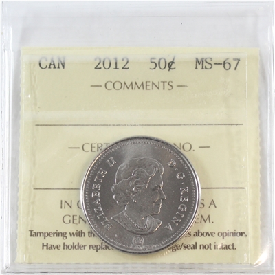 2012 Canada 50-cents ICCS Certified MS-67