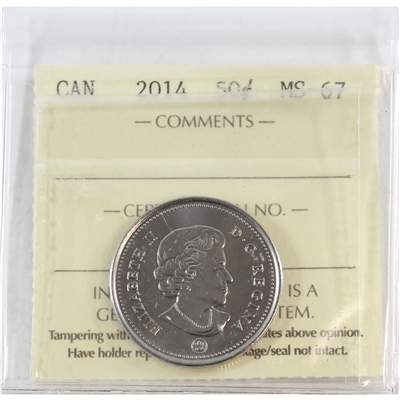 2014 Canada 50-cents ICCS Certified MS-67
