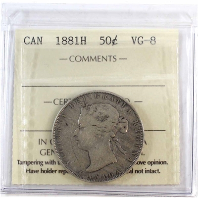 1881H Canada 50-cents ICCS Certified VG-8