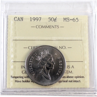 1997 Canada 50-cents ICCS Certified MS-65