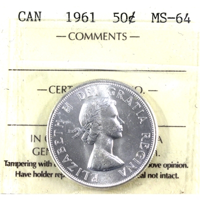1961 Canada 50-cents ICCS Certified MS-64