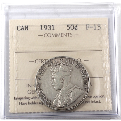 1931 Canada 50-cents ICCS Certified F-15