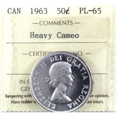 1963 Canada 50-cents ICCS Certified PL-65 Heavy Cameo