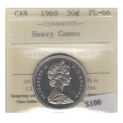 1969 Canada 50-cents ICCS Certified PL-66 Heavy Cameo