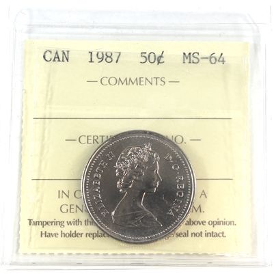 1987 Canada 50-cents ICCS Certified MS-64