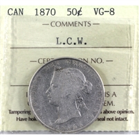 1870 LCW Canada 50-cents ICCS Certified VG-8