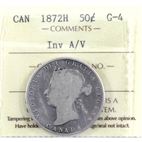 1872H Inverted A/V Canada 50-cents ICCS Certified G-4