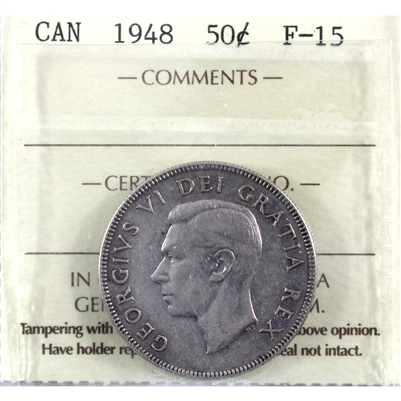 1948 Canada 50-cents ICCS Certified F-15