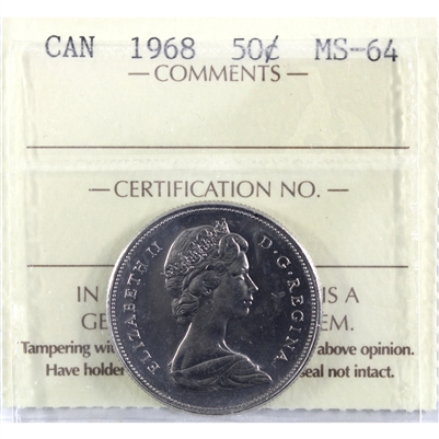 1968 Canada 50-cents ICCS Certified MS-64