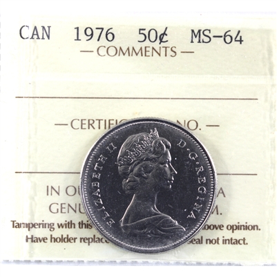 1976 Canada 50-cents ICCS Certified MS-64