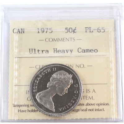 1975 Canada 50-cents ICCS Certified PL-65 Ultra Heavy Cameo