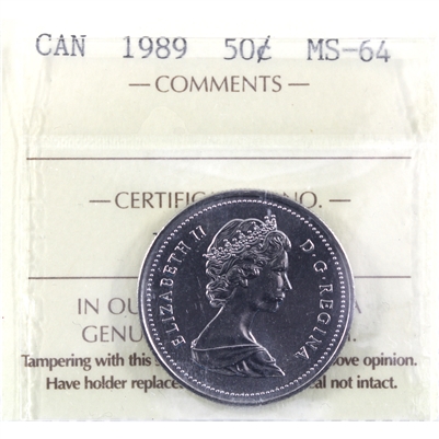 1989 Canada 50-cents ICCS Certified MS-64