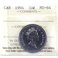 1994 Canada 50-cents ICCS Certified MS-64