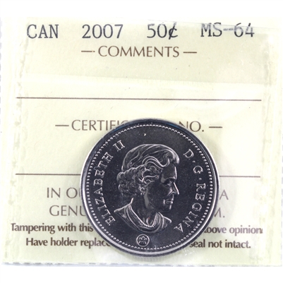 2007 Canada 50-cents ICCS Certtified MS-64