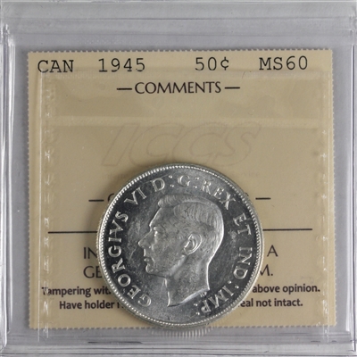 1945 Canada 50-cents ICCS Certified MS-60