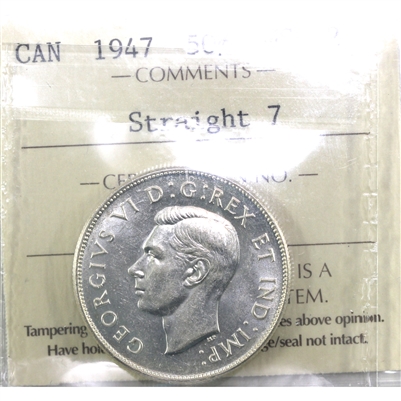 1947 Straight 7 Canada 50-cents ICCS Certified MS-62