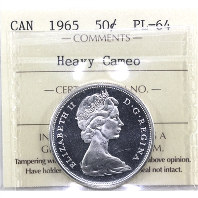 1965 Canada 50-cents ICCS Certified PL-64 Heavy Cameo