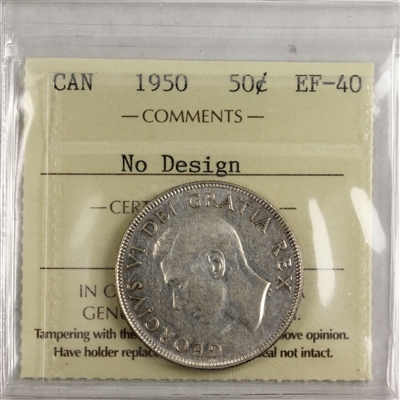 1950 No Design Canada 50-cents ICCS Certified EF-40