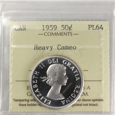 1959 Canada 50-cents ICCS Certified PL-64 Heavy Cameo