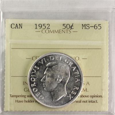 1952 Canada 50-cents ICCS Certified MS-65 (XPM 131)