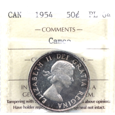 1954 Canada 50-cents ICCS Certified PL-64 Cameo (UN 167)