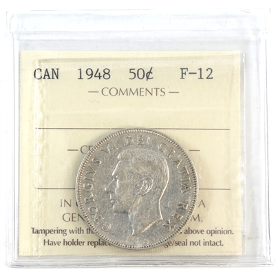 1948 Canada 50-cents ICCS Certified F-12