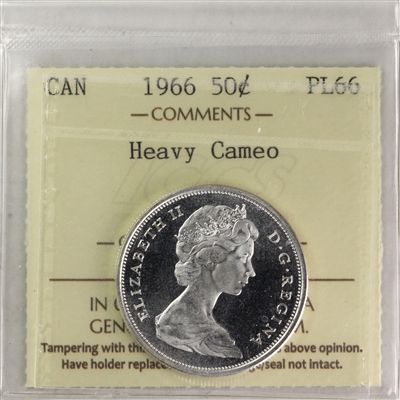 1966 Canada 50-cents ICCS Certified PL-66 Heavy Cameo