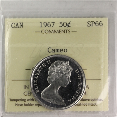 1967 Canada 50-cents ICCS Certified SP-66 Cameo