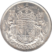 1942 Canada 50-cents AU-UNC Cameo (AU-55)