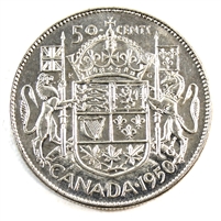 1950 Half Design Canada 50-cents Almost Uncirculated (AU-50)