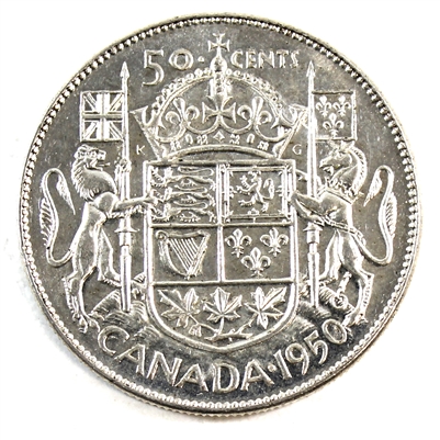 1950 Half Design Canada 50-cents Almost Uncirculated (AU-50)