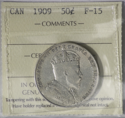 1909 Canada 50-cents ICCS Certified F-15