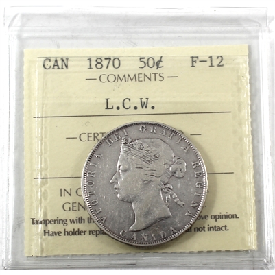 1870 LCW Canada 50-cents ICCS Certified F-12