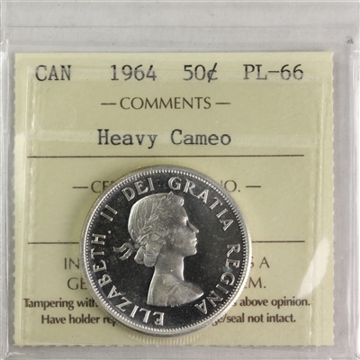 1964 Canada 50-cents ICCS Certified PL-66 Heavy Cameo