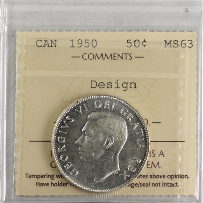 1950 Design Canada 50-cents ICCS Certified MS-63