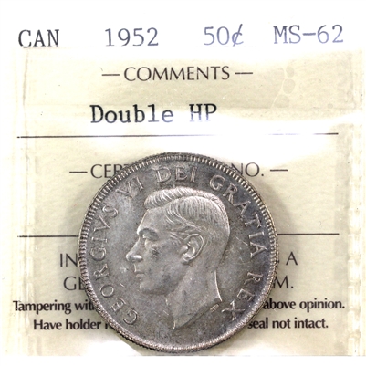 1952 Double HP Canada 50-cents ICCS Certified MS-62